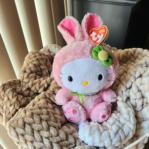 NWT RARE TY SANRIO Pink EASTER Hello Kitty Bunny Plush